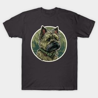 Cairn Terrier Camouflage Motif T-Shirt